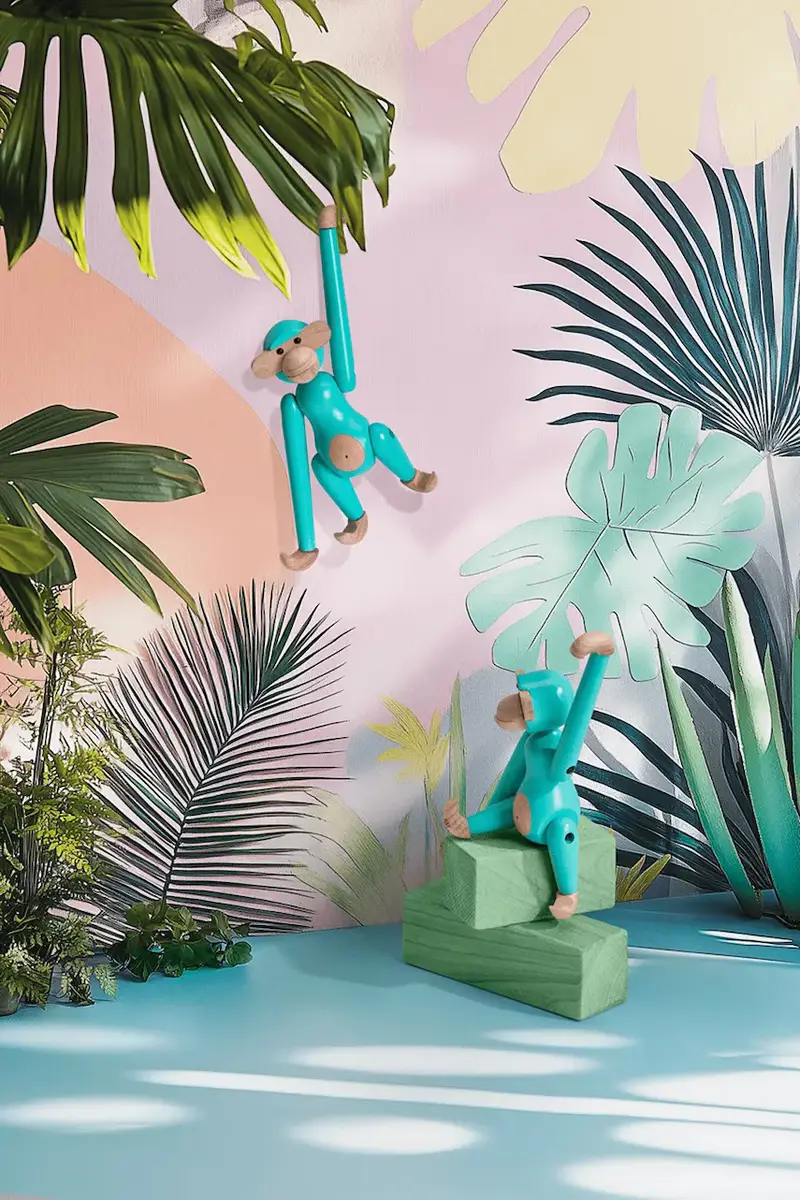 figurina decorativa Monkey Mini 9,5 cm colore turchese miniatura 4