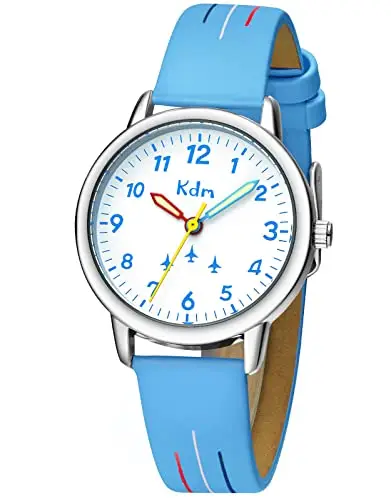 KDM Orologio Bambino Orologio per l'Apprendimento del Tempo Impermeabile Orologio da Polso per Ragazzi e Ragazze Blu,