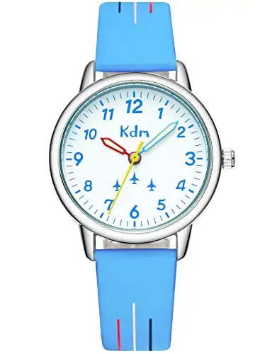 KDM Orologio Bambino Orologio per l'Apprendimento del Tempo Impermeabile Orologio da Polso per Ragazzi e Ragazze Blu miniatura 2