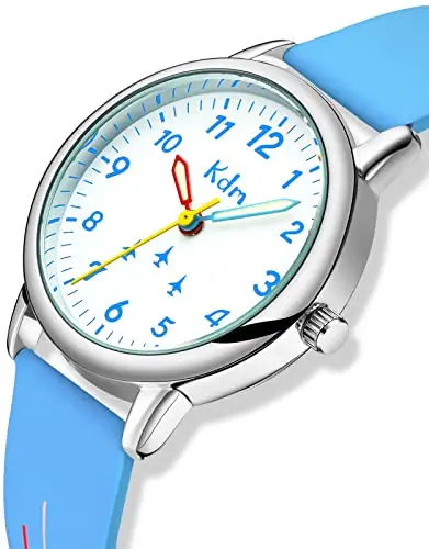 KDM Orologio Bambino Orologio per l'Apprendimento del Tempo Impermeabile Orologio da Polso per Ragazzi e Ragazze Blu miniatura 3
