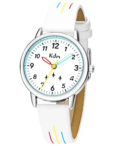 KDM Orologio per l'Apprendimento del Tempo Impermeabile da Polso per Ragazzi e Ragazze, Educativo Analogico al Quarzo,