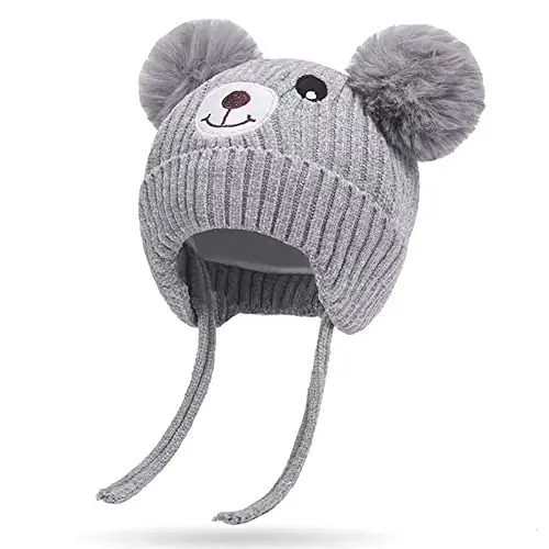 KEELYY Cappello Bambino Invernale, Berretto in Maglia Bambina per l'autunno e l'inverno, Grazioso Cappello con Orecchie