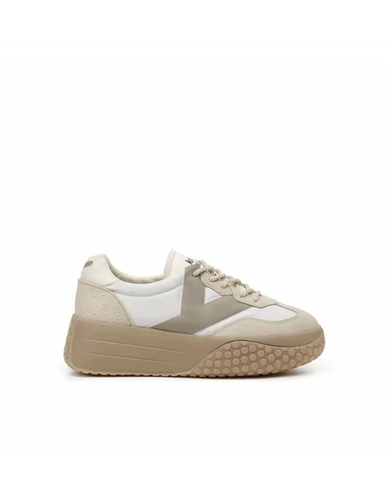 Kehnoo sneakers donna in camoscio e nylon white-tortora kw9768 BIANCO