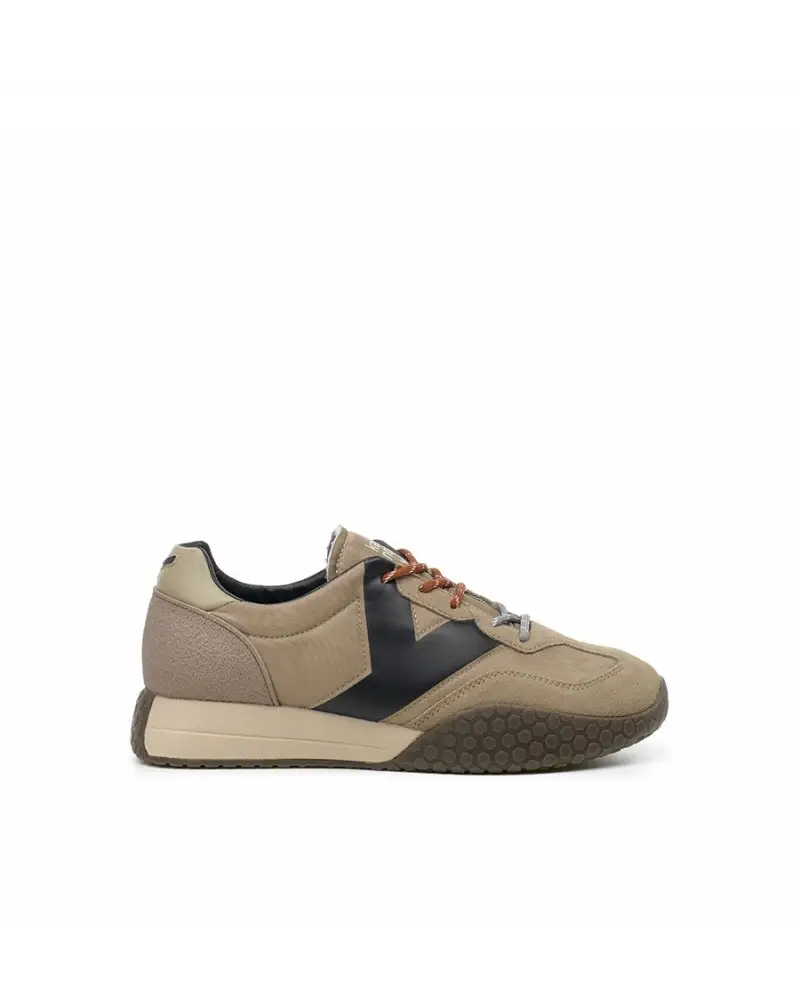 Kehnoo sneakers uomo in camoscio e tessuto taupe black km9775