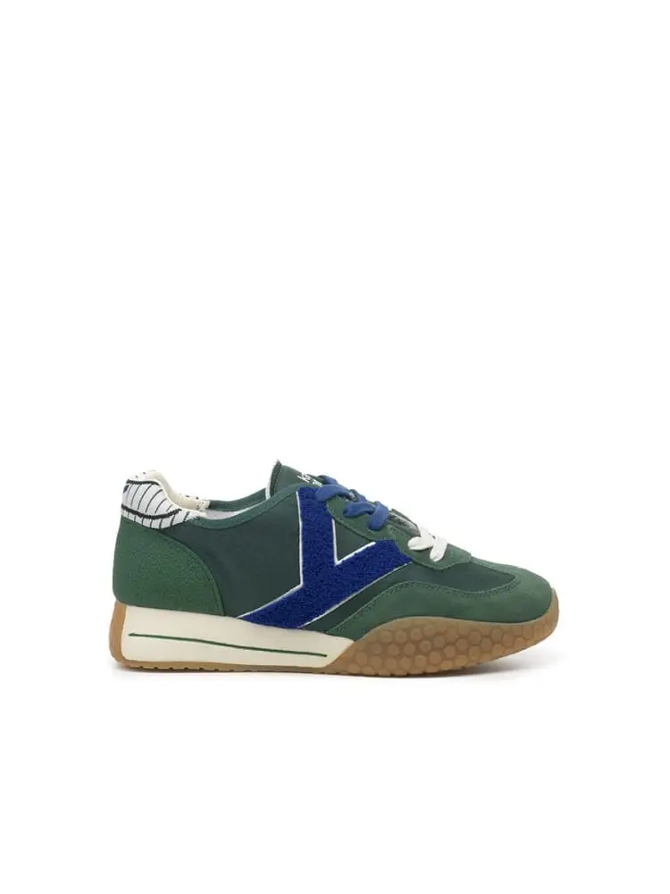 sneakers in tessuto e camoscio verde