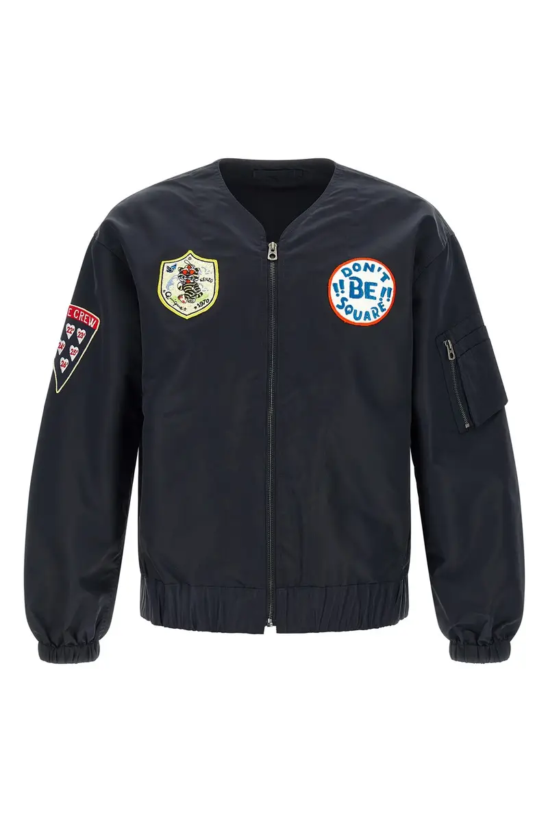 Bomber Badges Collarless Blu