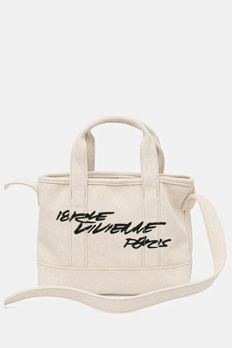 borsa in cotone colore beige FF68SA910F36 miniatura 3