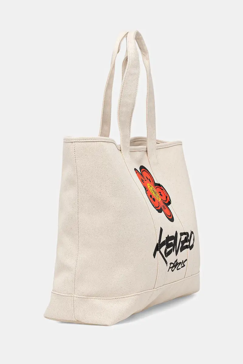 borsa in cotone colore beige FF68SA911F36 miniatura 2