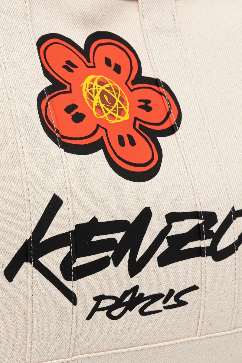 borsa in cotone colore beige FF68SA911F36 miniatura 4