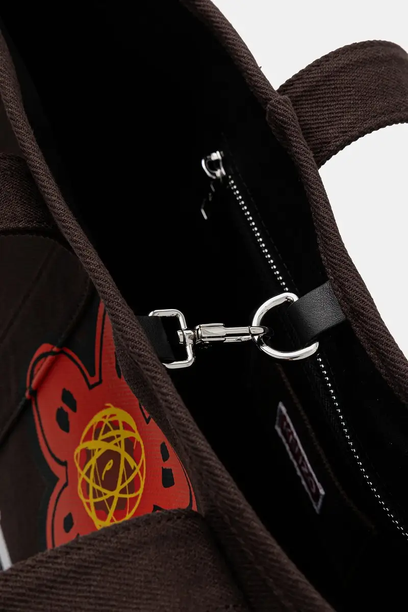 borsa in cotone colore marrone FF68SA911F36 miniatura 5