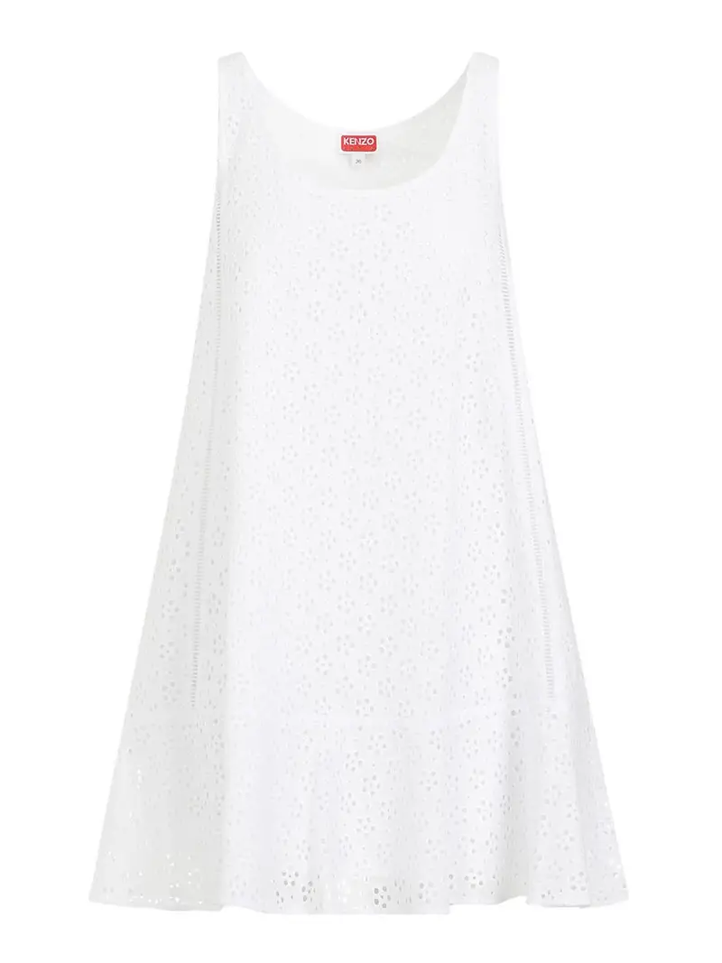 Broderie anglaise mini abito Bianco