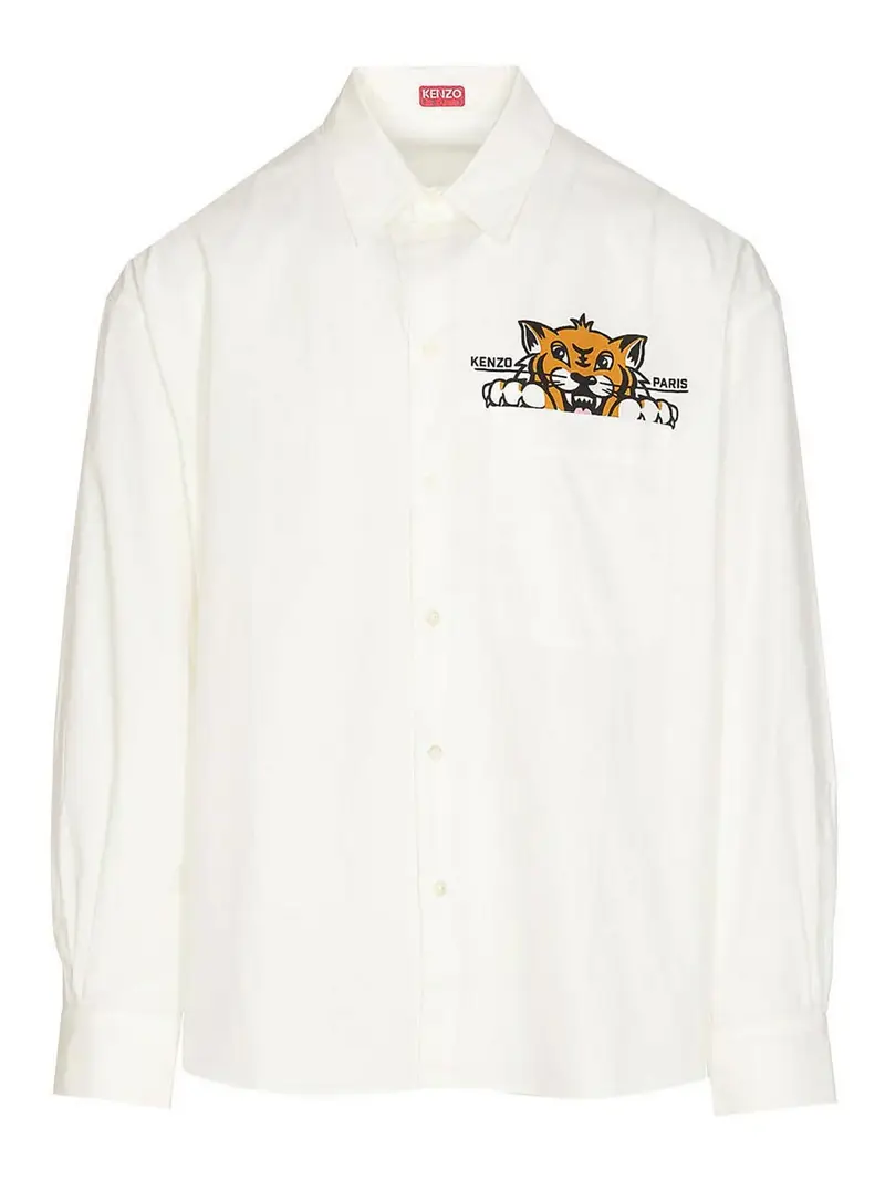 Camicia casual con tasca Happy Tiger Bianco