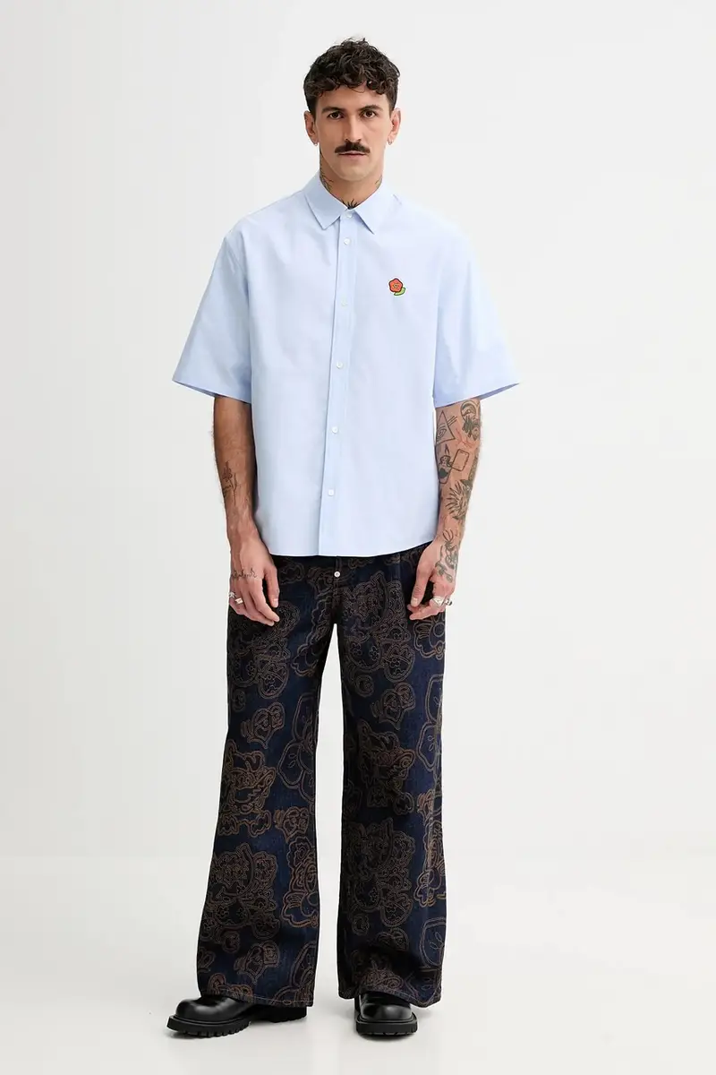 camicia in cotone Blu miniatura 2