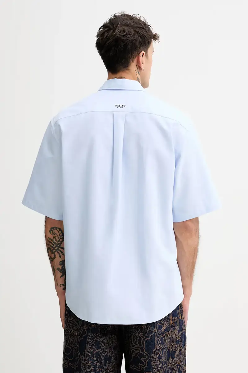 camicia in cotone Blu miniatura 3