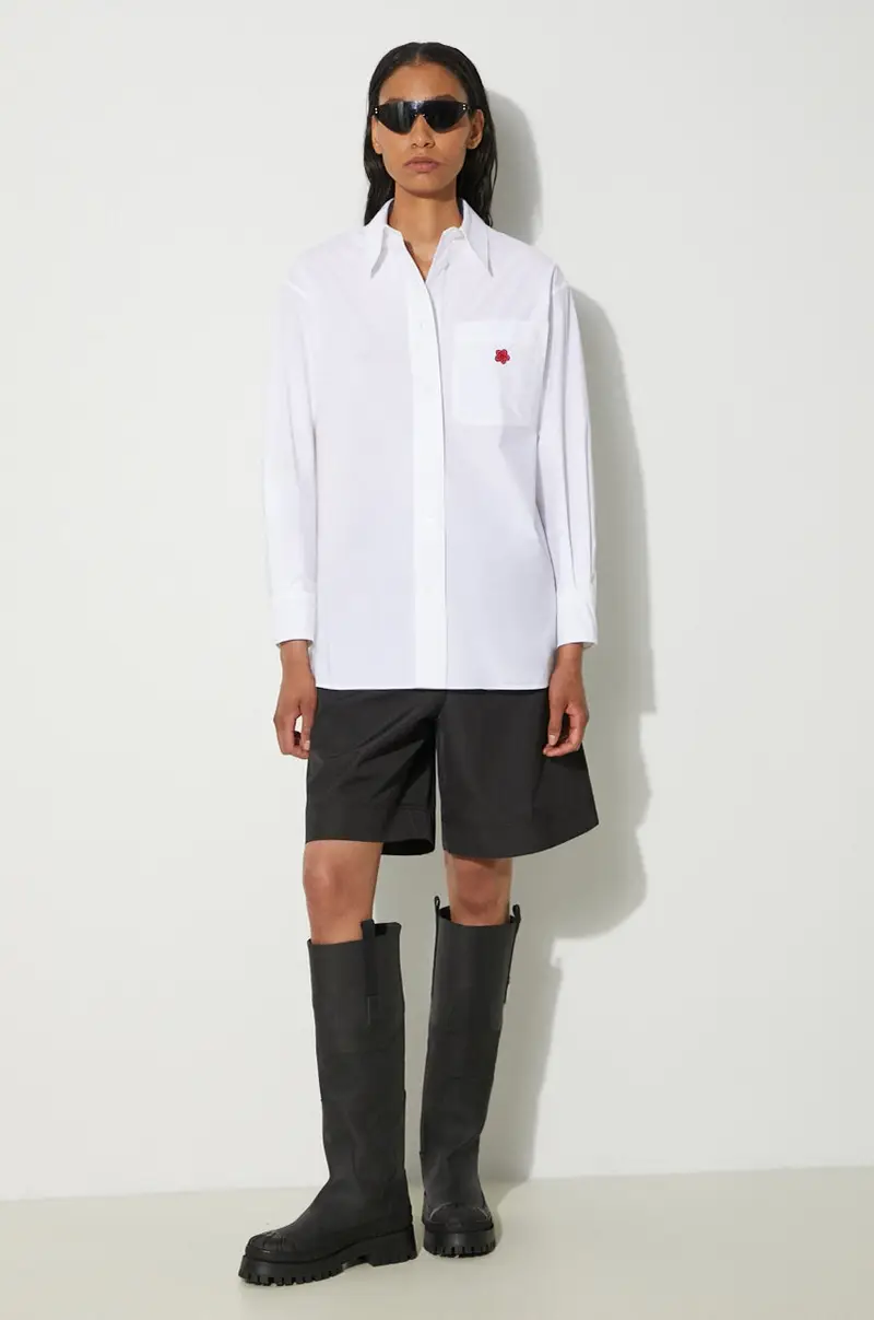 camicia in cotone Boke Flower Oversized Shirt donna colore bianco FE62CH2569LS.01