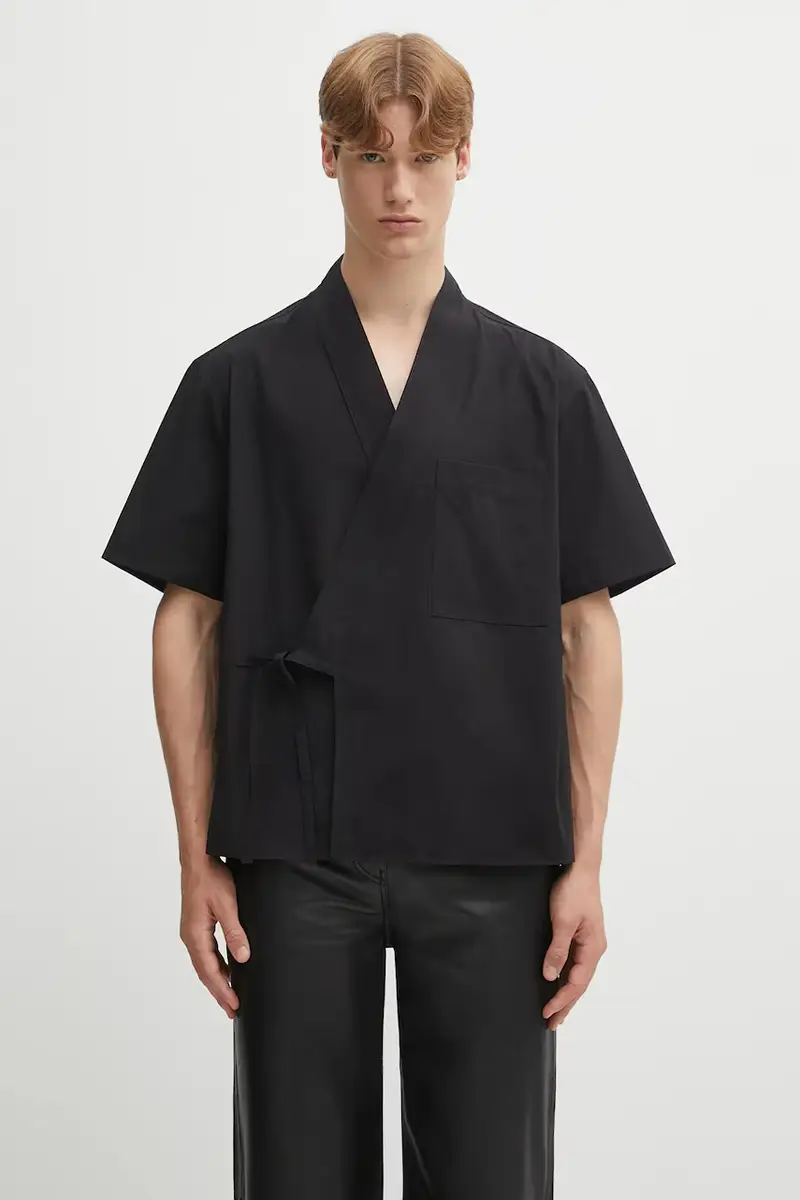camicia in cotone Kimono Short Sleeve uomo colore nero FF65CH1269LP