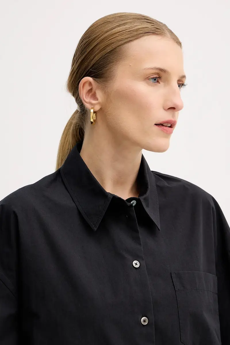 camicia in cotone Nero miniatura 4