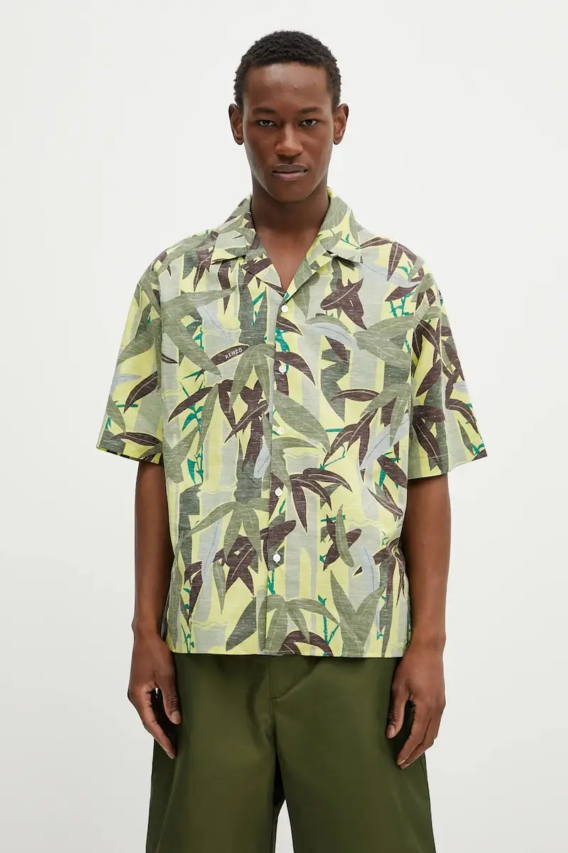 camicia in lino misto uomo colore verde FF55CH1309P1.45