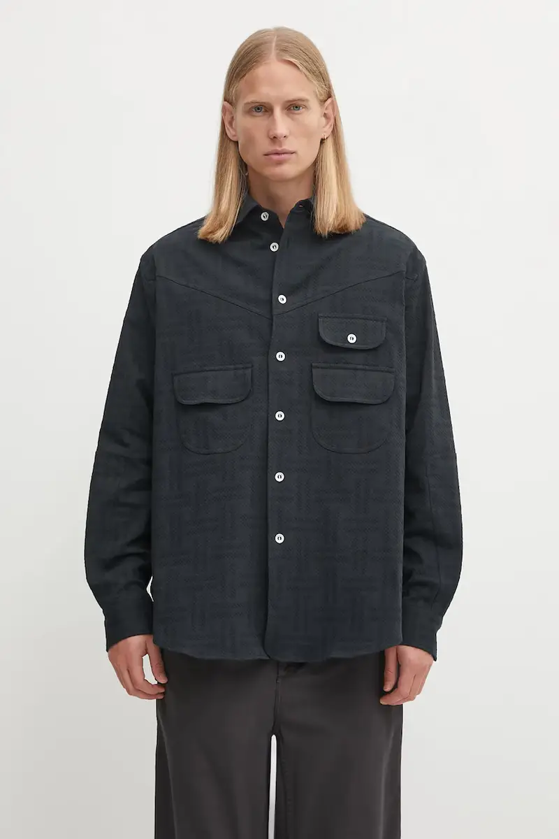 camicia Weave Workwear Overshirt uomo colore blu navy FF65CH5369JF