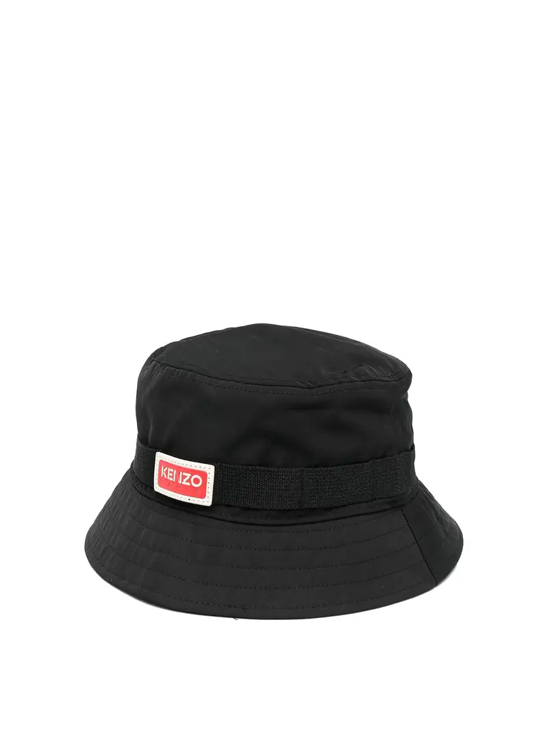 Cappello da pescatore con logo stampato Nero