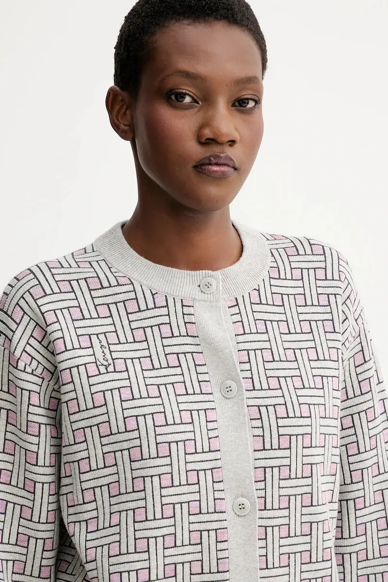 cardigan con lana colore grigio FF62CA7033CQ miniatura 4