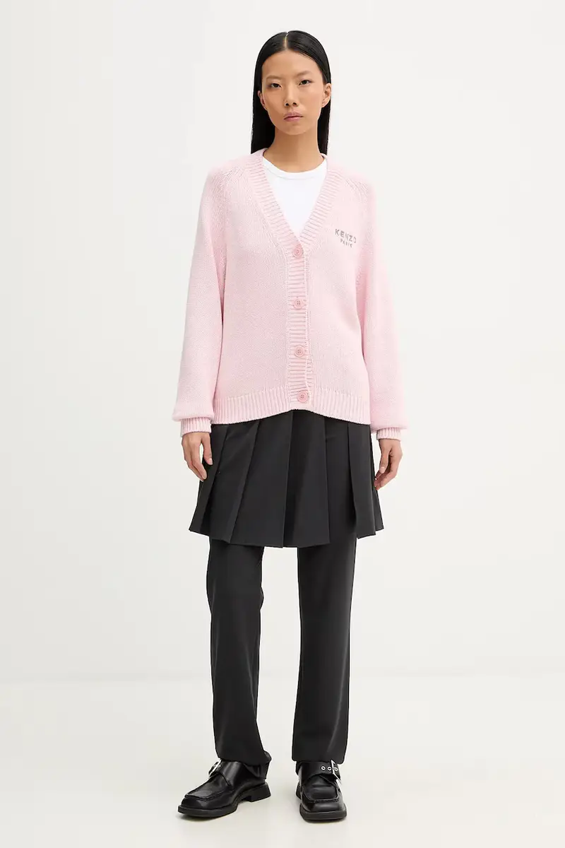 cardigan con lana colore rosa FF62CA7143LA miniatura 2