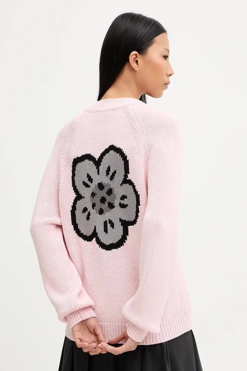 cardigan con lana colore rosa FF62CA7143LA miniatura 3