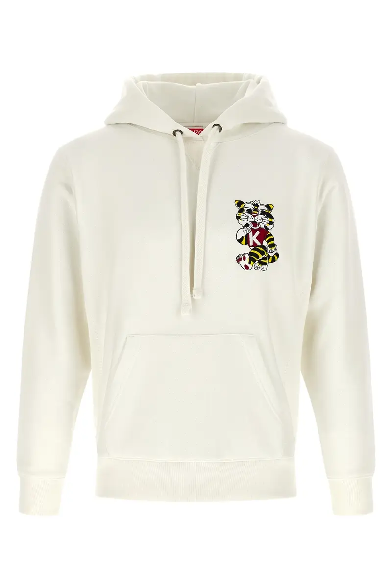Felpa Con Cappuccio 'Wild Tiger Embroidered' Bianco