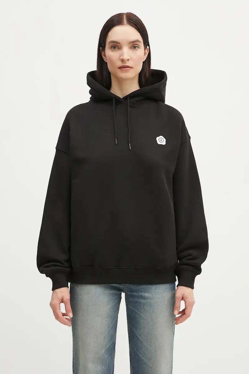 felpa in cotone Boke Flower 2.0 donna colore nero con cappuccio con applicazione FF52SW1754MB.99J