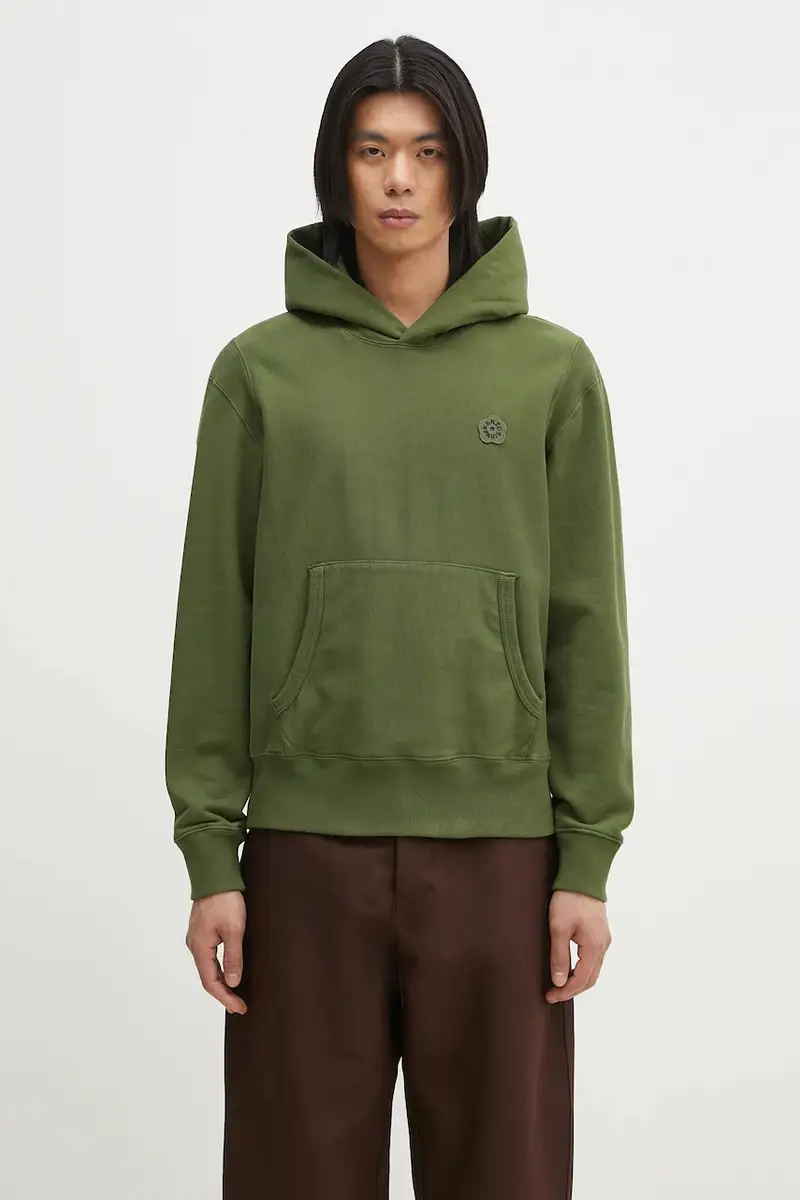 felpa in cotone Boke Flower 2.0 uomo colore verde con cappuccio FF55SW2554MC.50