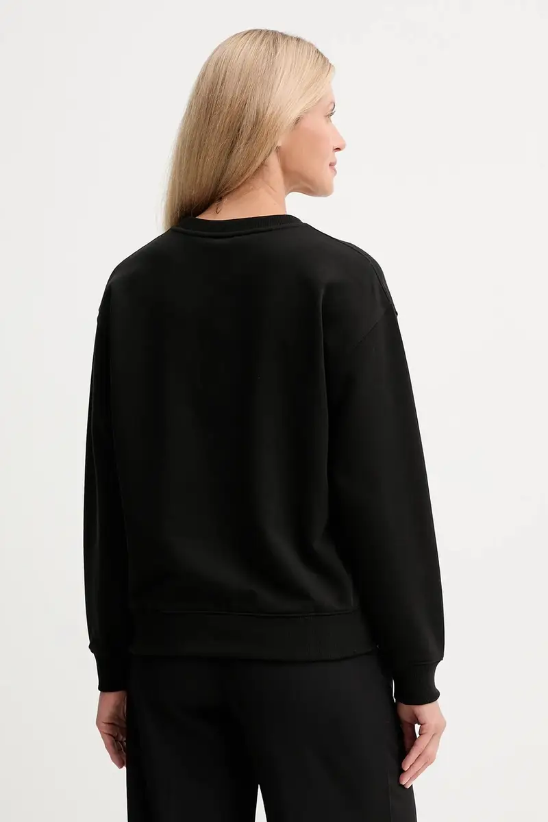 felpa in cotone donna colore nero con applicazione FF52SW1804MF.99J miniatura 3