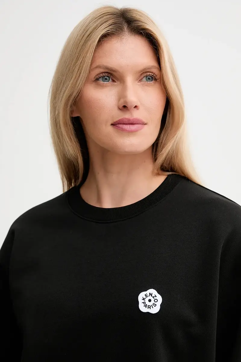 felpa in cotone donna colore nero con applicazione FF52SW1804MF.99J miniatura 4