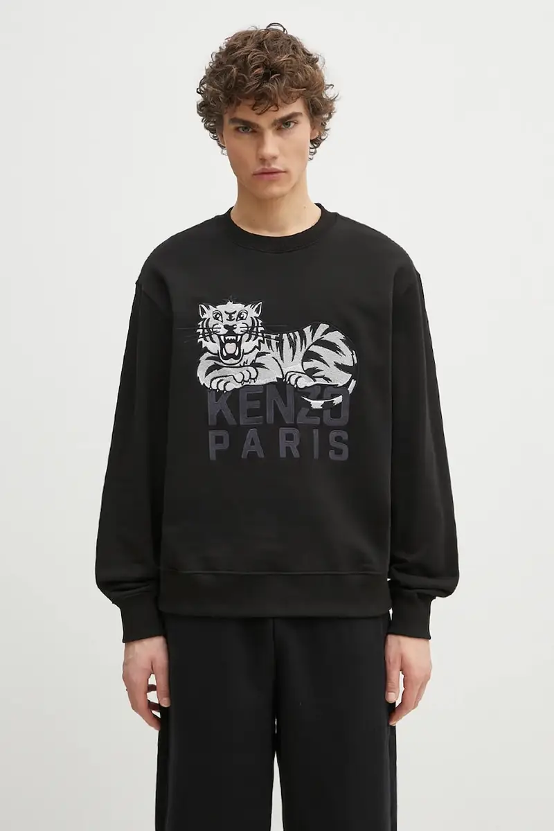 felpa in cotone uomo colore nero con applicazione FF55SW2634MF.99J