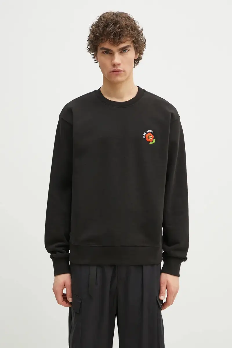 felpa in cotone uomo colore nero con applicazione FF55SW2734MC.99J