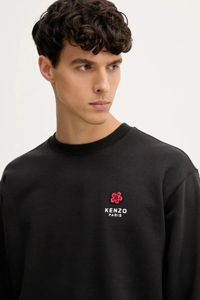 felpa in cotone uomo colore nero con applicazione FF65SW2604MC miniatura 4