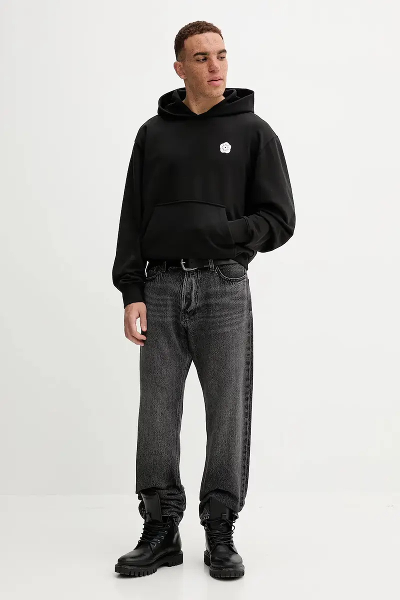 felpa in cotone uomo colore nero con cappuccio FF65HO2574MF miniatura 2