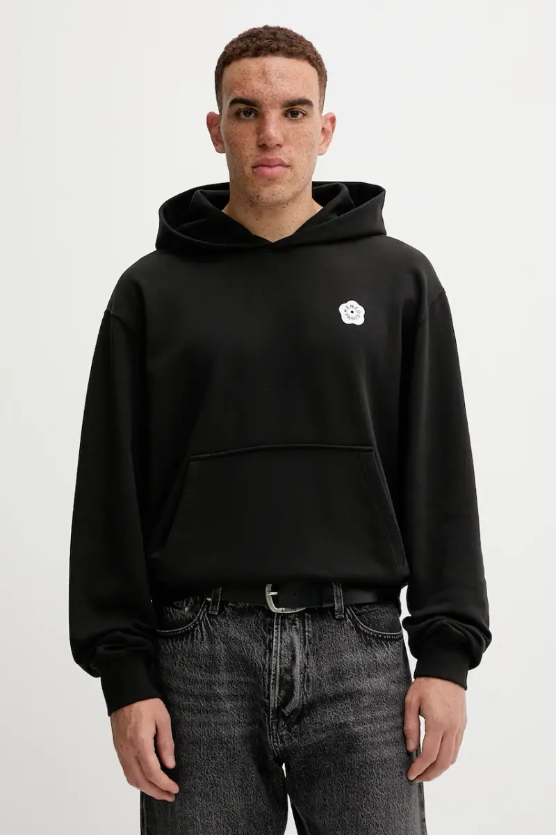 felpa in cotone uomo colore nero con cappuccio FF65HO2574MF