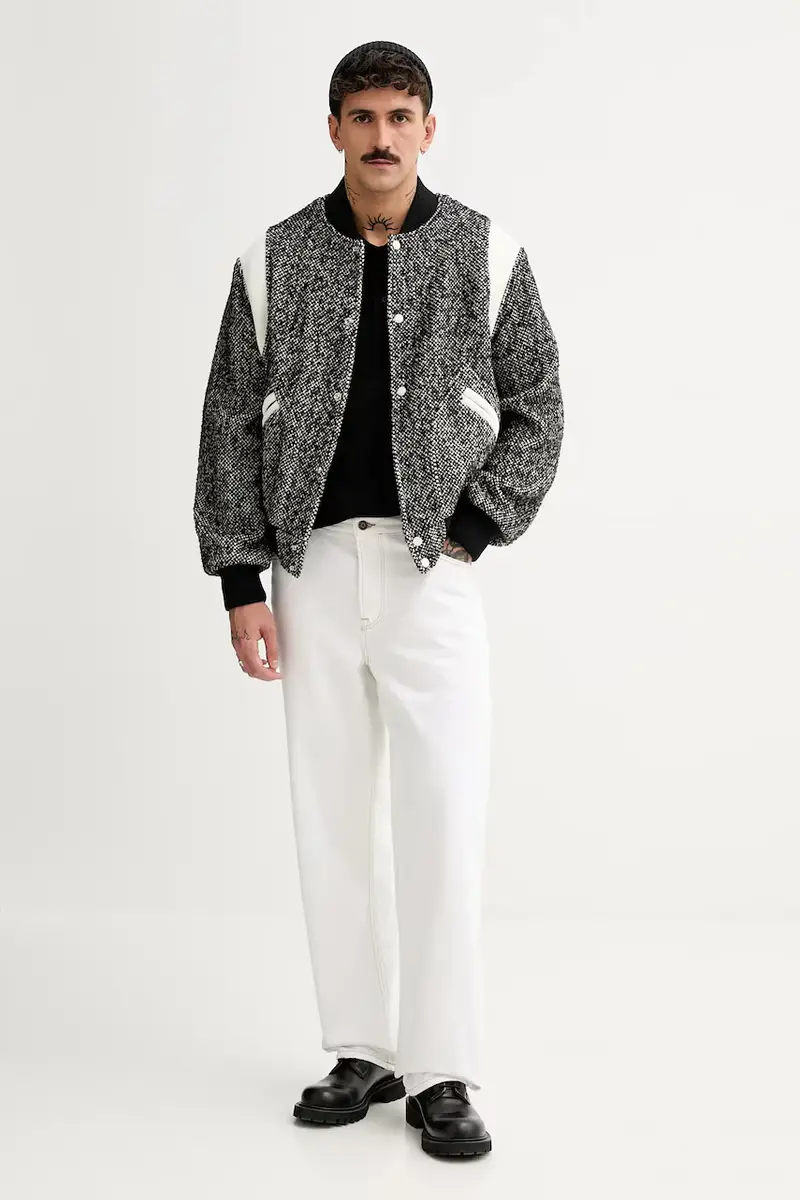 giacca bomber in misto lana Wool Varsity Jacket Nero miniatura 2