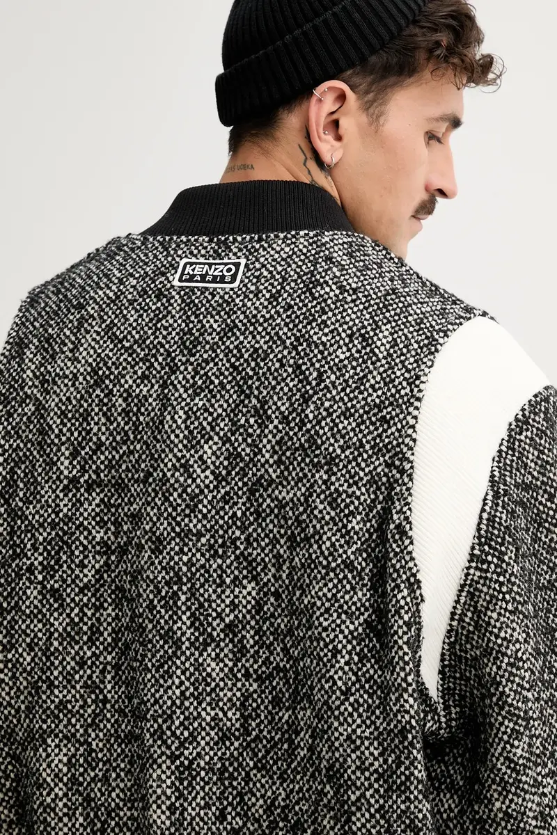 giacca bomber in misto lana Wool Varsity Jacket Nero miniatura 4