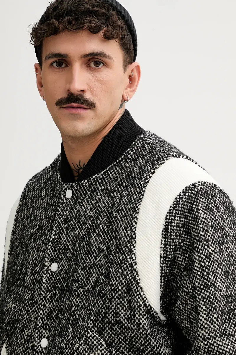 giacca bomber in misto lana Wool Varsity Jacket Nero miniatura 5