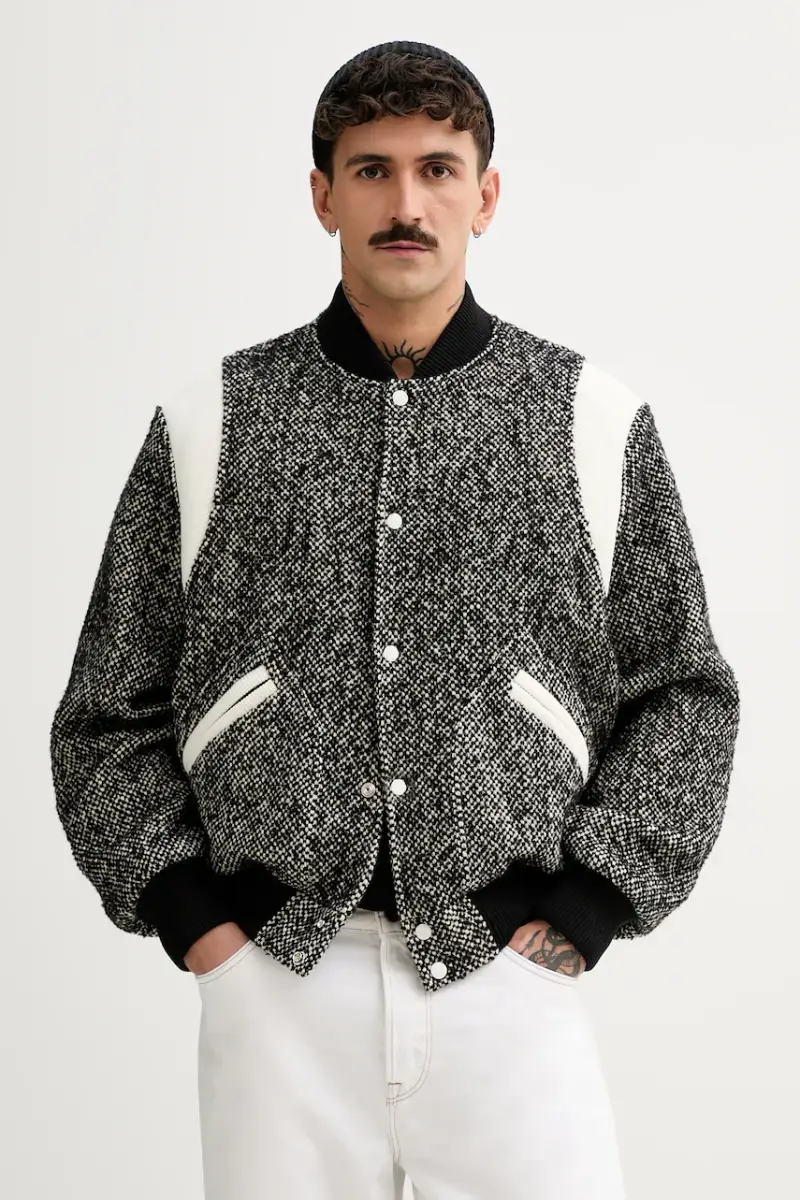 giacca bomber in misto lana Wool Varsity Jacket Nero