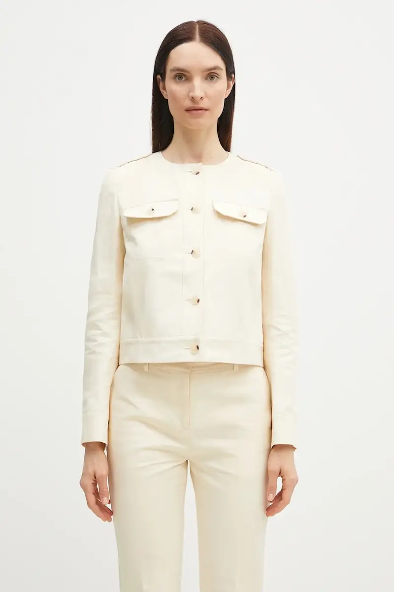 giacca con aggiunta di lino colore beige FF52VE2579GA.04