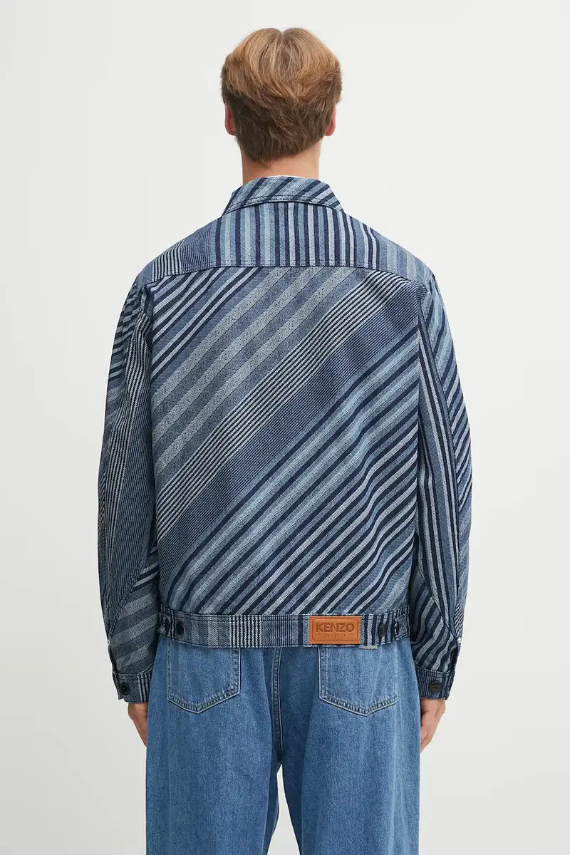 giacca di jeans Diagonal Stripe Zipped Trucker colore blu FF65DV3006Z1 miniatura 3