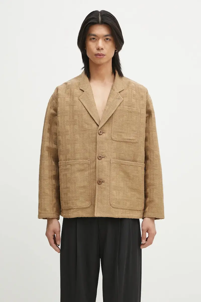 giacca in lino misto uomo colore verde FF55VE2329JH.10