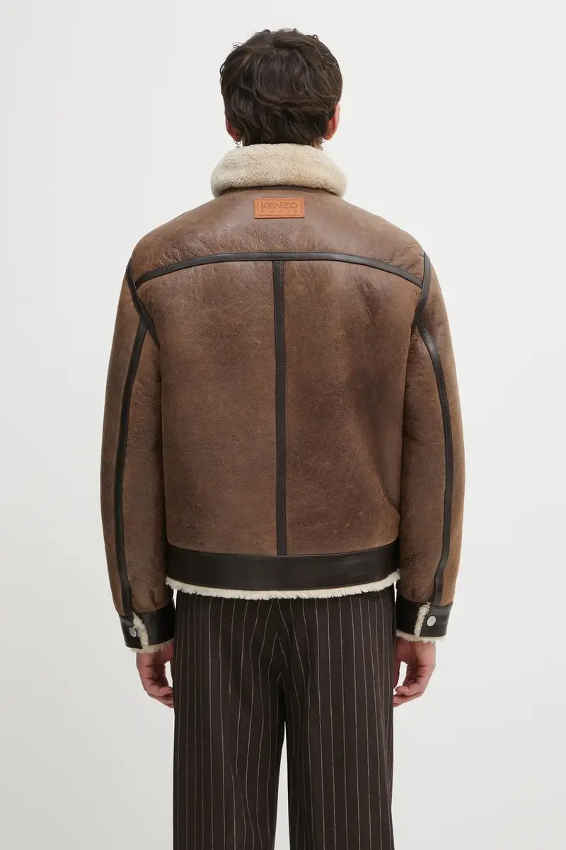 giacca in pelle Shearling Trucker colore marrone FF68LV3040AB miniatura 2