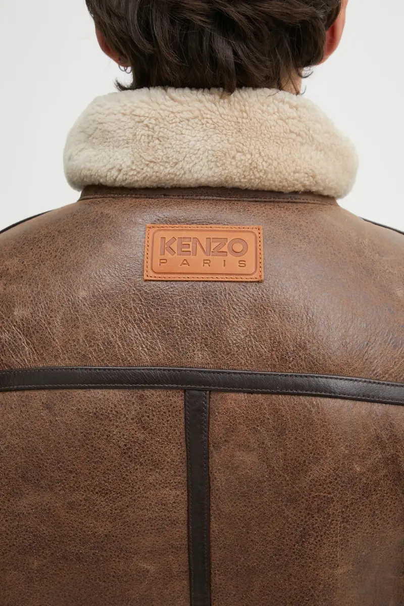 giacca in pelle Shearling Trucker colore marrone FF68LV3040AB miniatura 5