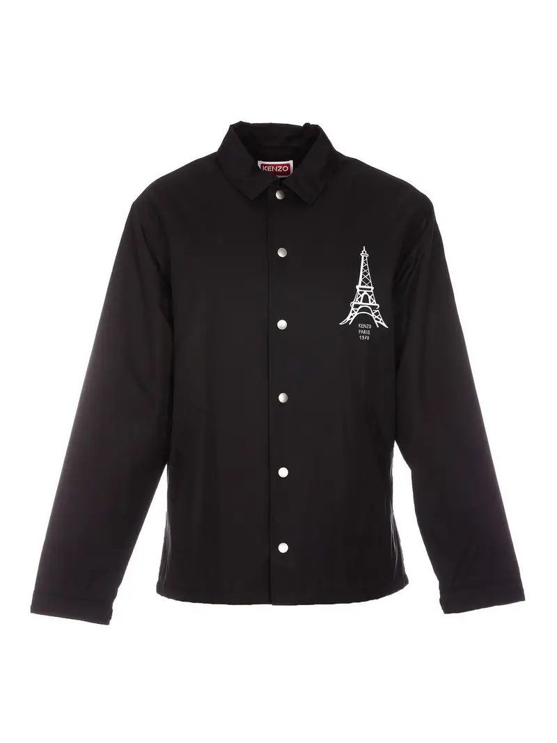 Giubbotto stampato con logo frontale Nero