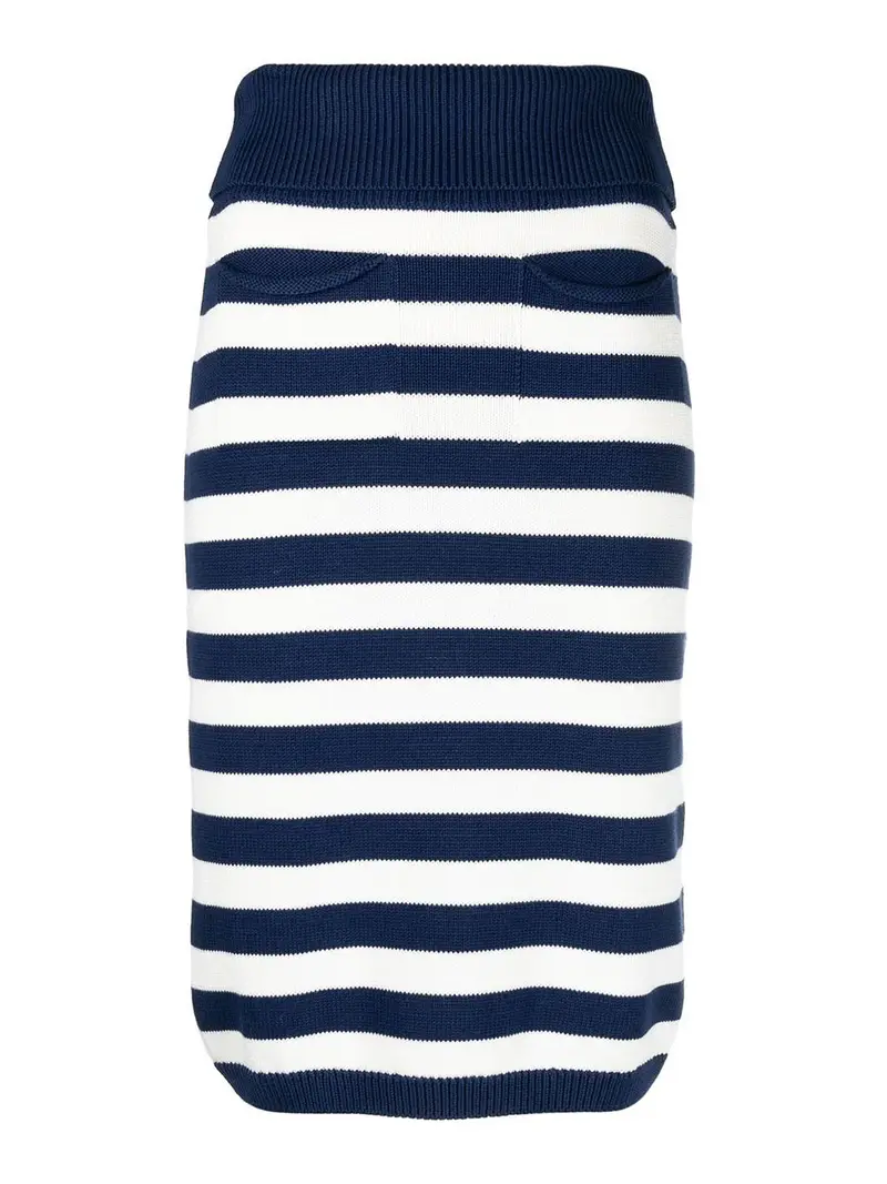 Gonna lunga in cotone a righe Blu