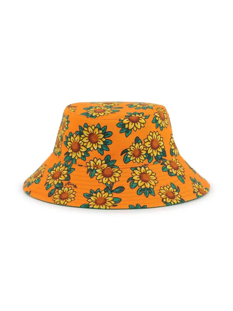 Cappello pescatore fantasia girasoli reversibile Arancio