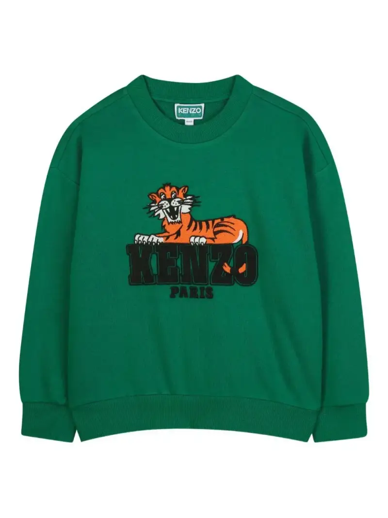 Felpa verde con grafica Tiger